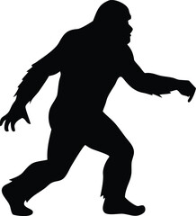 Epic Bigfoot Silhouette Vector Collection Featuring Forest, Mountain, and Mythical Cryptid Scenes in Minimalist Black Style