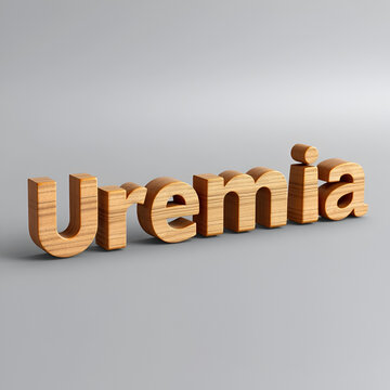 Uremia - Wooden 3D rendered letters/message.  Can be used for an online banner ad or a print postcard.
