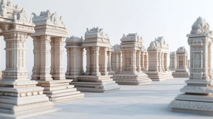 Obraz premium Ancient temple columns in a row, light and airy