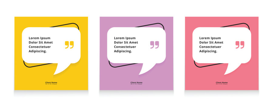 Modern quote square banner template. Testimonial template design. Usable for social media post, card, and web ad