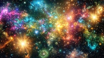 Stunning nebula illuminated by countless stars creating a breathtaking cosmic scene in the vastness of outer space captured in vibrant colors