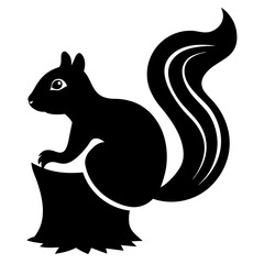 Chipmunk Silhouette on Tree Stump