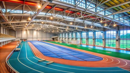 Modern Indoor Athletic Facility with Running Track and Natural Light