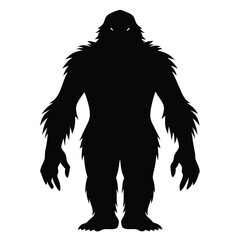 Epic Bigfoot Silhouette Vector Collection Featuring Forest, Mountain, and Mythical Cryptid Scenes in Minimalist Black Style