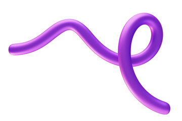 Curved purple wire in abstract shape 3d render illustration