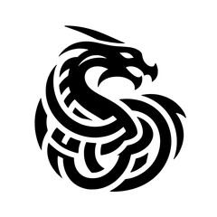 Naklejka premium Tribal Dragon Head Tattoo Design in Circular Pattern