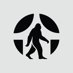 Epic Bigfoot Silhouette Vector Collection Featuring Forest, Mountain, and Mythical Cryptid Scenes in Minimalist Black Style