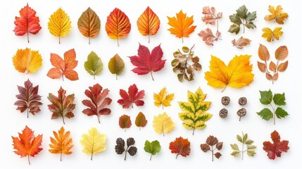 Fototapeta premium Autumn Leaves Collection A Diverse Array of Fall Foliage