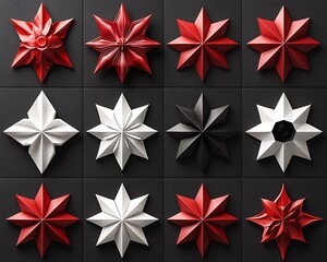 Red and white origami stars