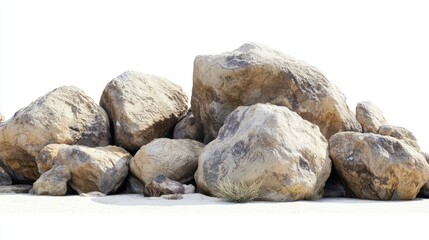 Obraz premium A pile of monumental desert boulders isolated on a clean white surface
