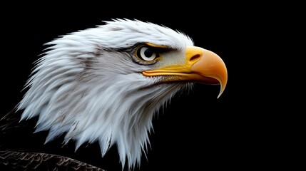 Majestic Bald Eagle Profile Against Black Background