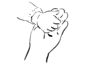 holding baby  hands illustration