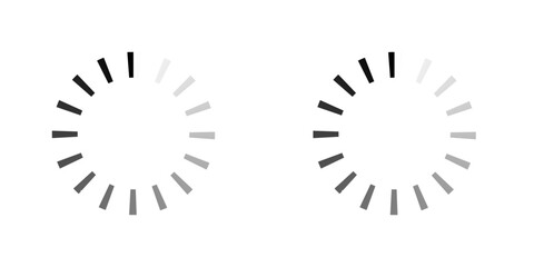 Loading icon symbol collection on white background.