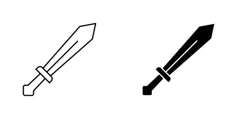 Sword icon symbol collection on white background.