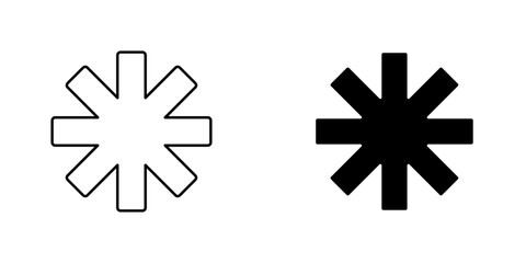 Asterisk icon symbol collection on white background.