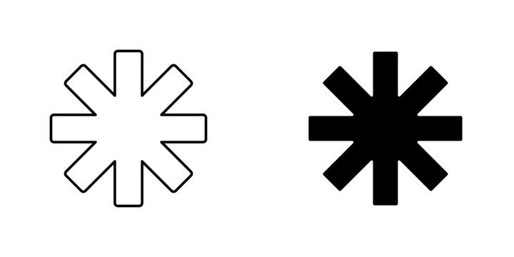 Asterisk icon symbol collection on white background.