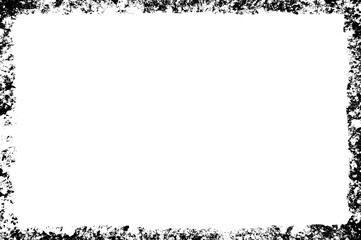 black and white grunge frame, PNG isolated