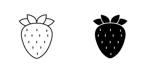 Strawberry icon symbol collection on white background.