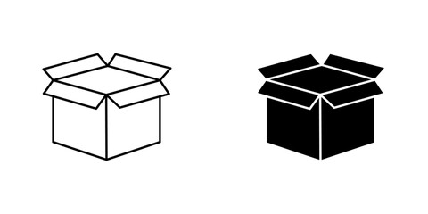 Open Box icon symbol collection on white background.