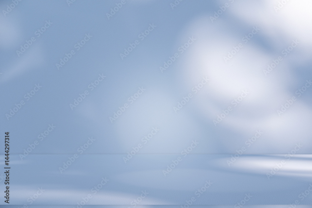 Poster wall interior background, studio and backdrops show products.with shadow from window color white and
