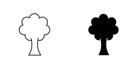 Tree icon symbol collection on white background.