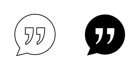 Comment quote icon symbol collection on white background.