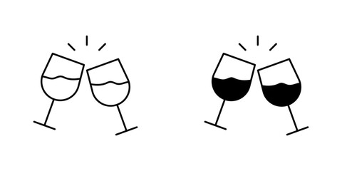 Glass-cheers icon symbol collection on white background.