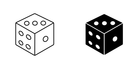 Dice icon symbol collection on white background.