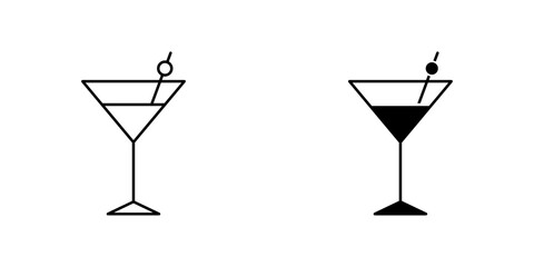 Cocktail icon symbol collection on white background.