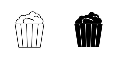 Popcorn icon symbol collection on white background.