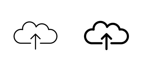 Cloud upload icon symbol collection on white background.