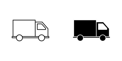 Moving truck icon symbol collection on white background.