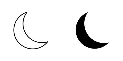Obraz premium Moon icon symbol collection on white background.