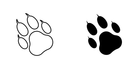 Fototapeta premium Paw icon symbol collection on white background.