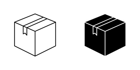 Box icon symbol collection on white background.