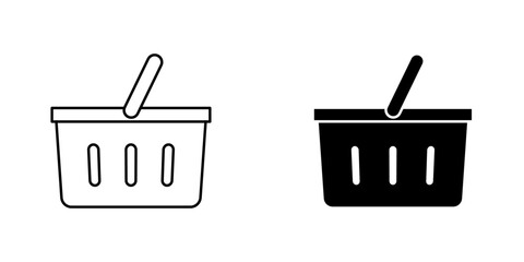 Shopping basket icon symbol collection on white background.