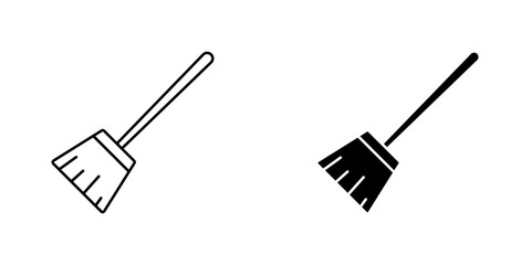 Broom icon symbol collection on white background.