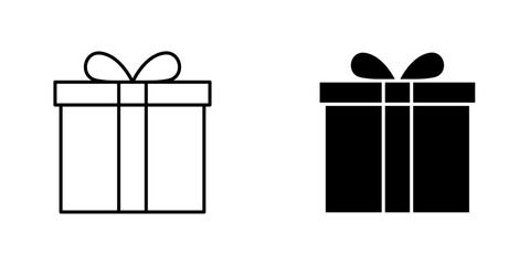 Gift icon symbol collection on white background.