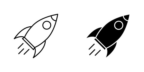 Rocket launch icon symbol collection on white background.