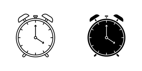 Fototapeta premium Alarm clock icon symbol collection on white background.