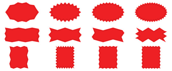 WebPrice tags, Stickers, Labels, Tags, Ribbons, Red shopping labels, Sale, Discount sticker, Special offer, Price tag, Supermarket promotional badge, Vector, Sunburst icon, Starburst red sticker, Spec