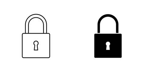 Lock icon symbol collection on white background.