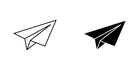 Paper plane icon symbol collection on white background.
