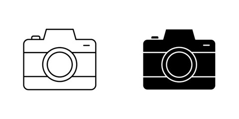 Camera icon symbol collection on white background.