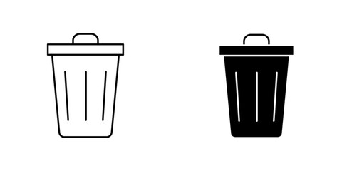 Trash icon symbol collection on white background.