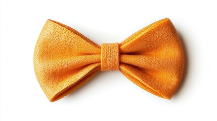 An orange peel shaped into a perfect bowtie, isolated on white