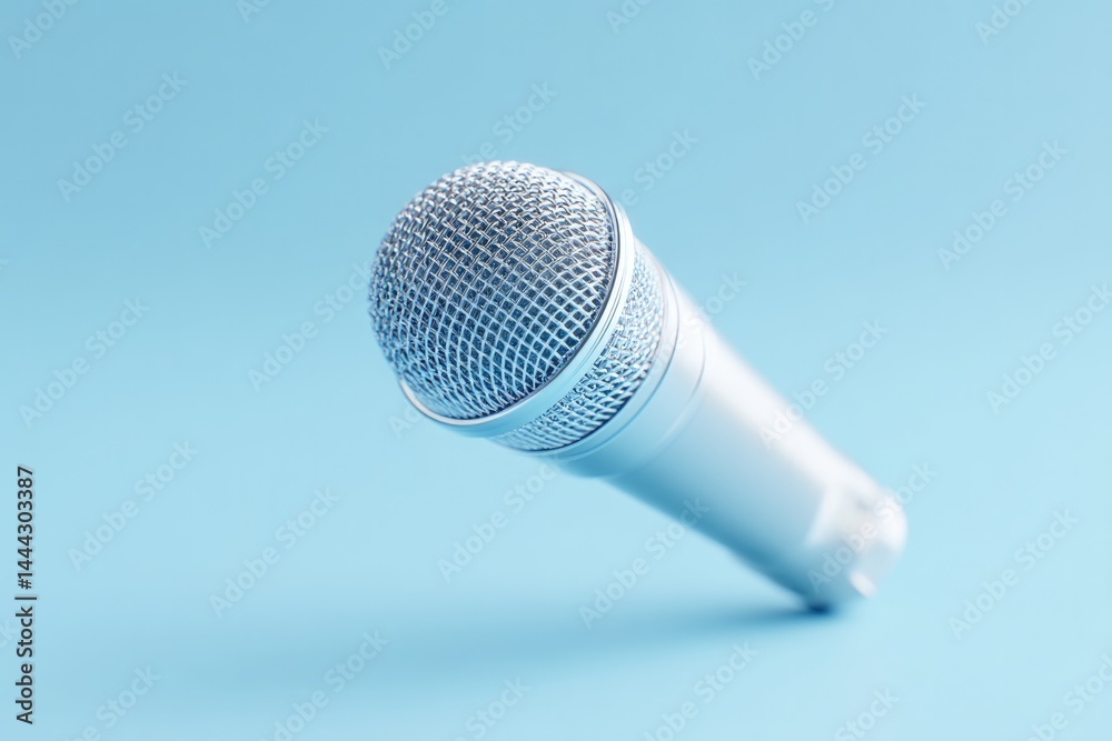 Sticker lone microphone stands against plain backdrop encapsulating essence of minimalistic music performanc