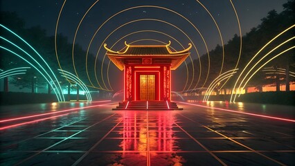 abstract ark neon background with abstract lines