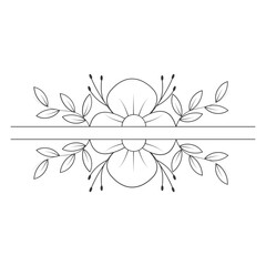 Obraz premium Floral Border Divider Decoration. Flat Vector Illustration.