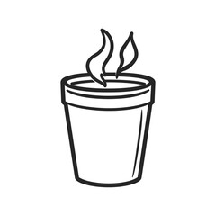 Aroma Cup Graphic, Line Art Style, Steaming Liquid, Transparent Background Icon